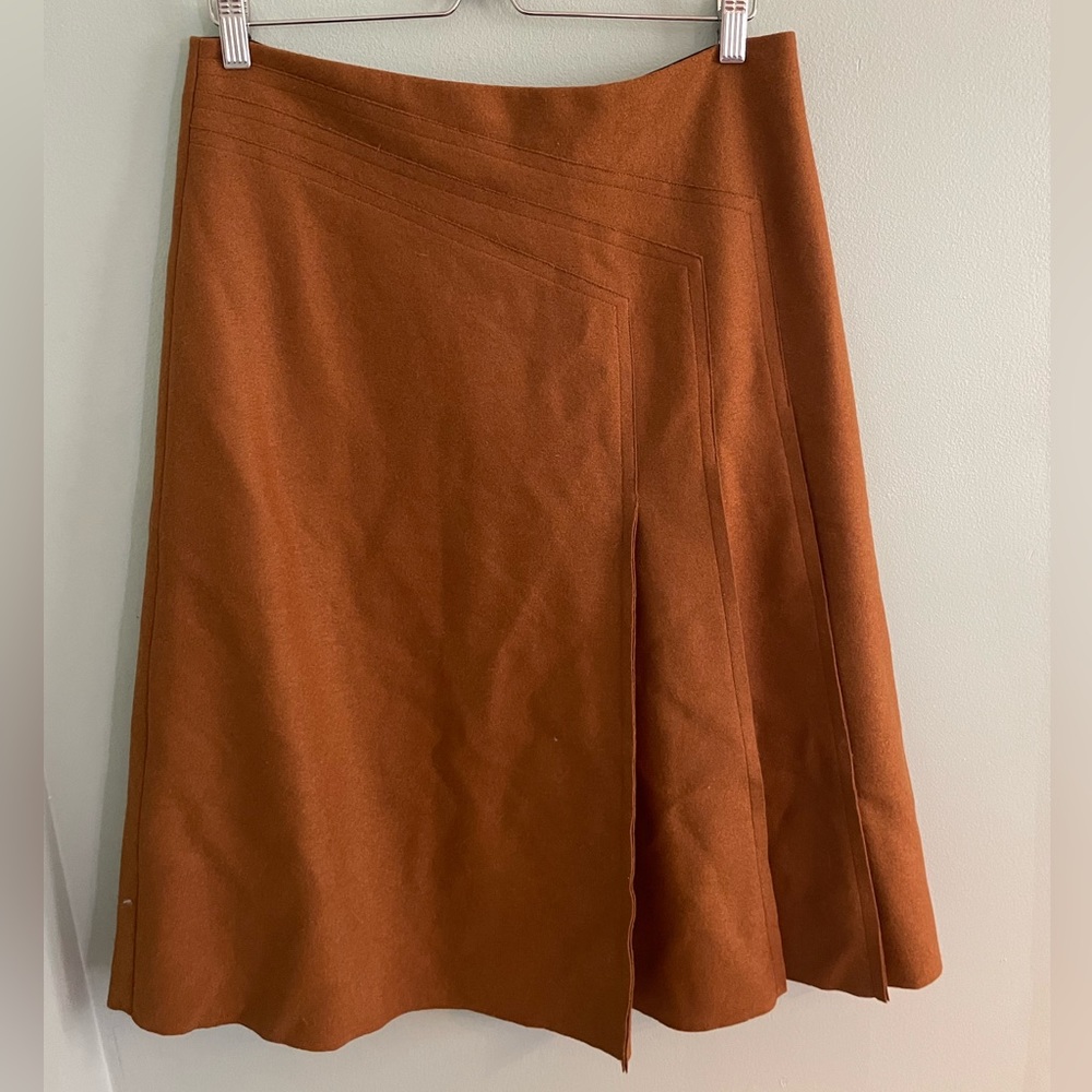 The Fold London Emsworth Wool Skirt in Toffee